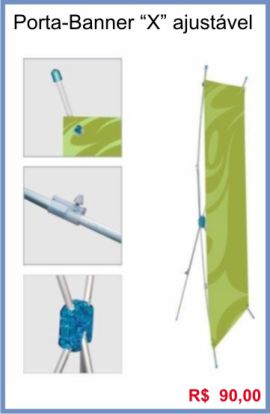 Porta-Banner em "X" ajustável para 0,6-0,8 X 1,6-1,8 metro
